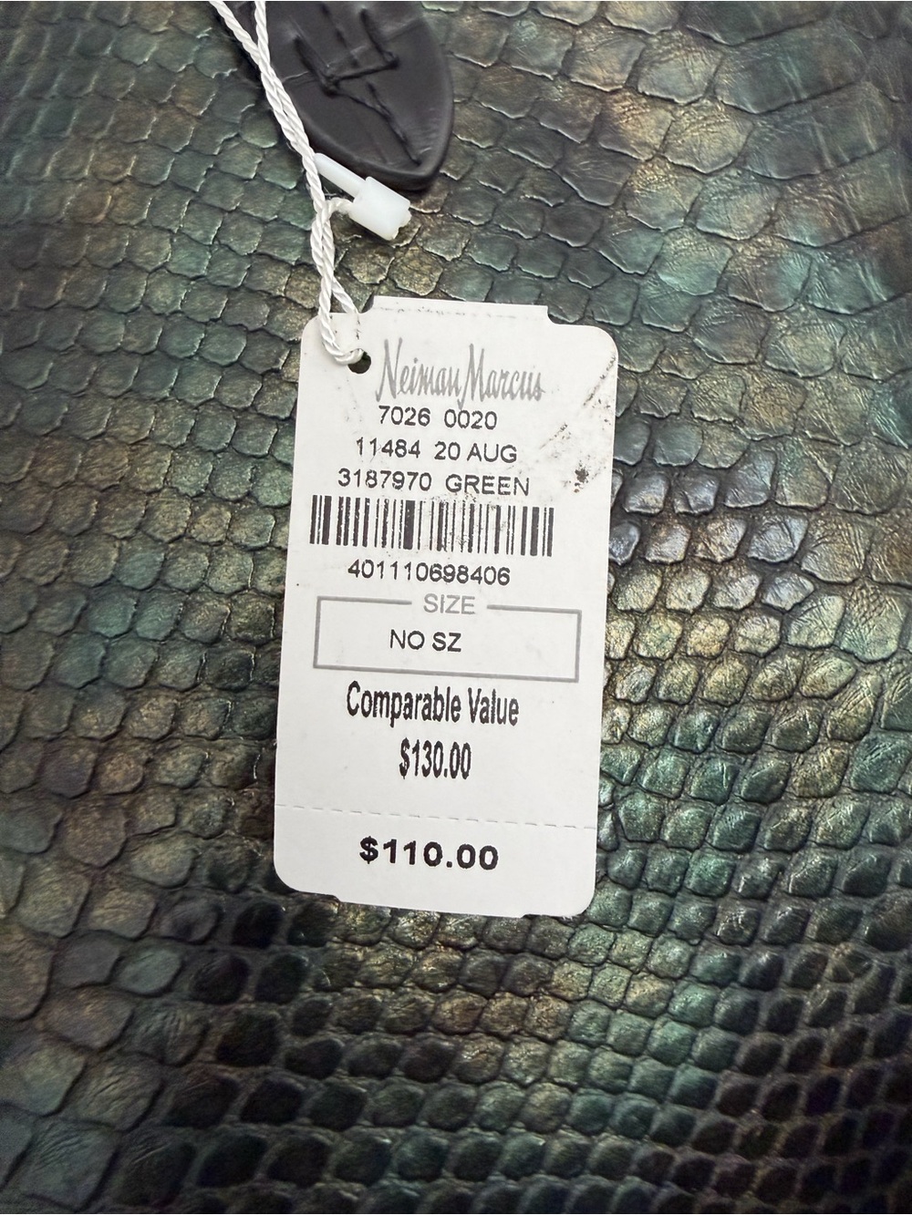 NWT Neiman Marcus Green Python Tote Bag - Picture 3 of 5